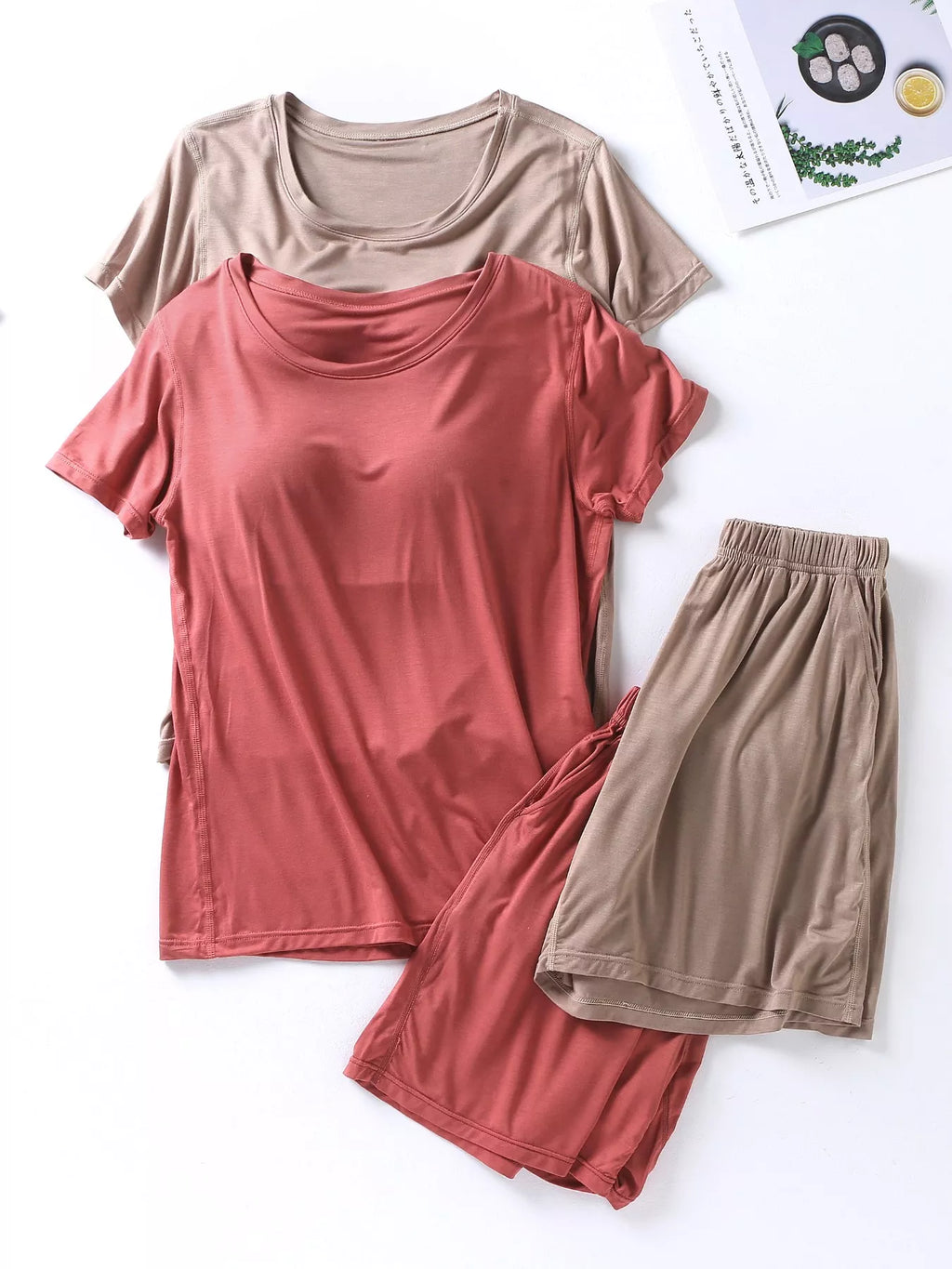 Women's Shorts Set – Padded Modal Tee & Shorts