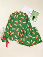 Women's Loungewear Nutcracker Button Top and Shorts Set