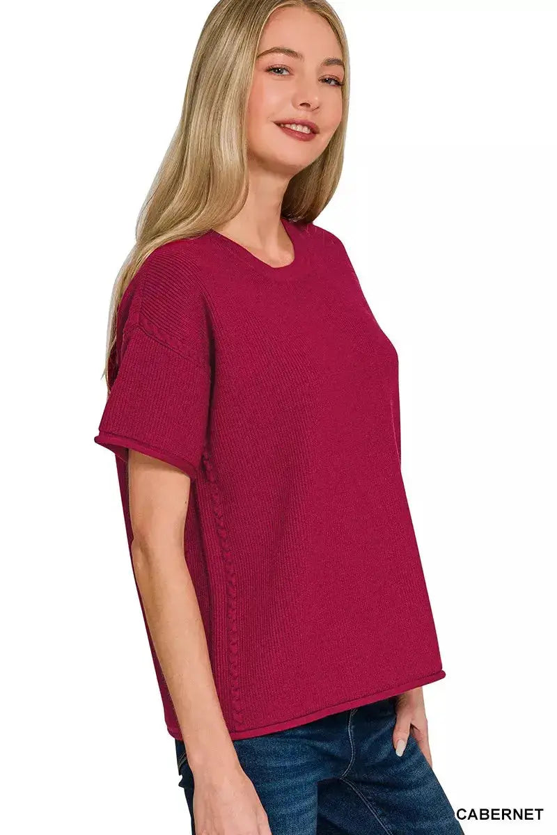 Zenana Cabernet Viscose Round Neck Top and Pants Set for Women Lounge Wear — Parfymia