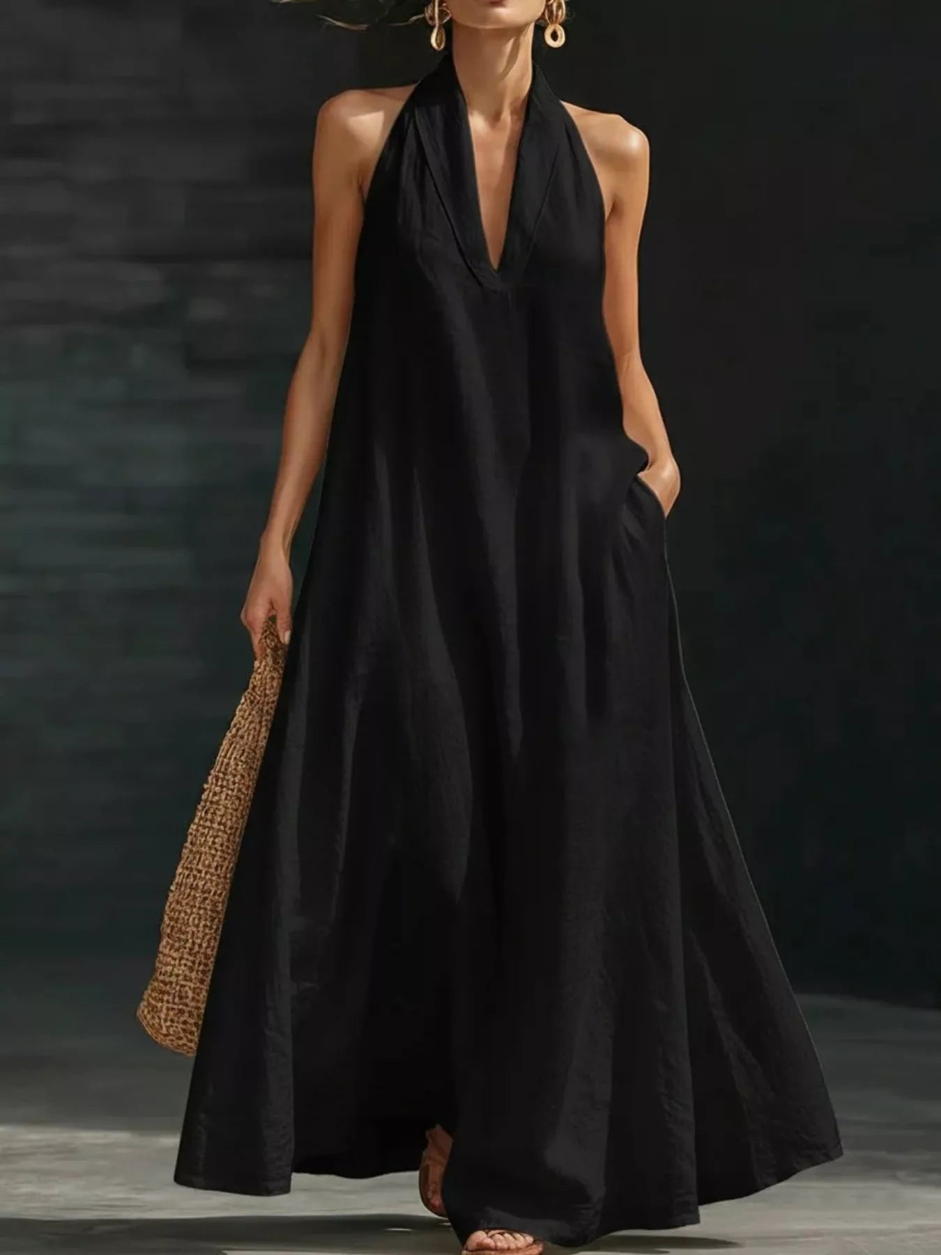 Women's Maxi Dress – Halter Neck Sleeveless