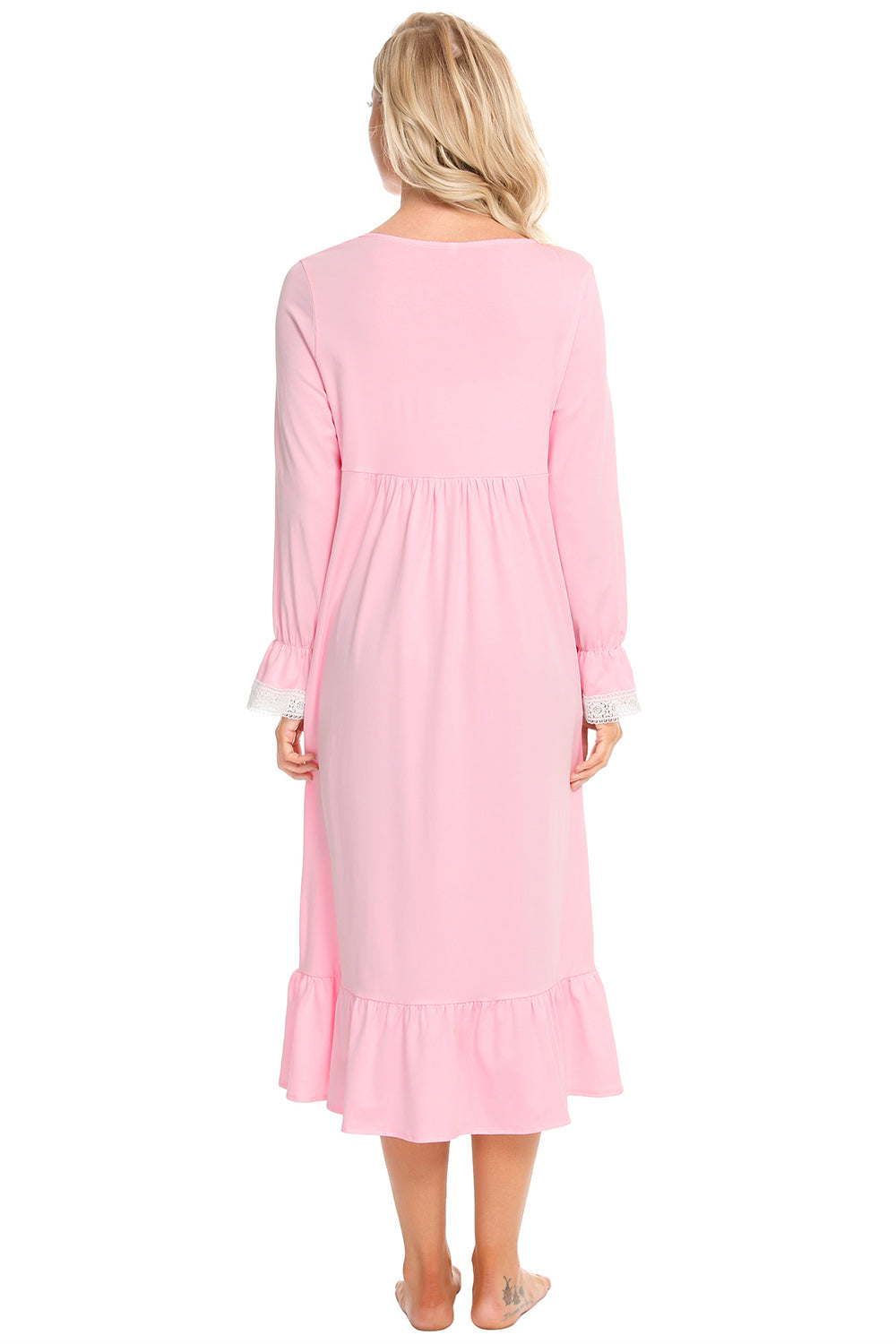 Women's Night Dress – Lace Square Neck Flounce Sleeve