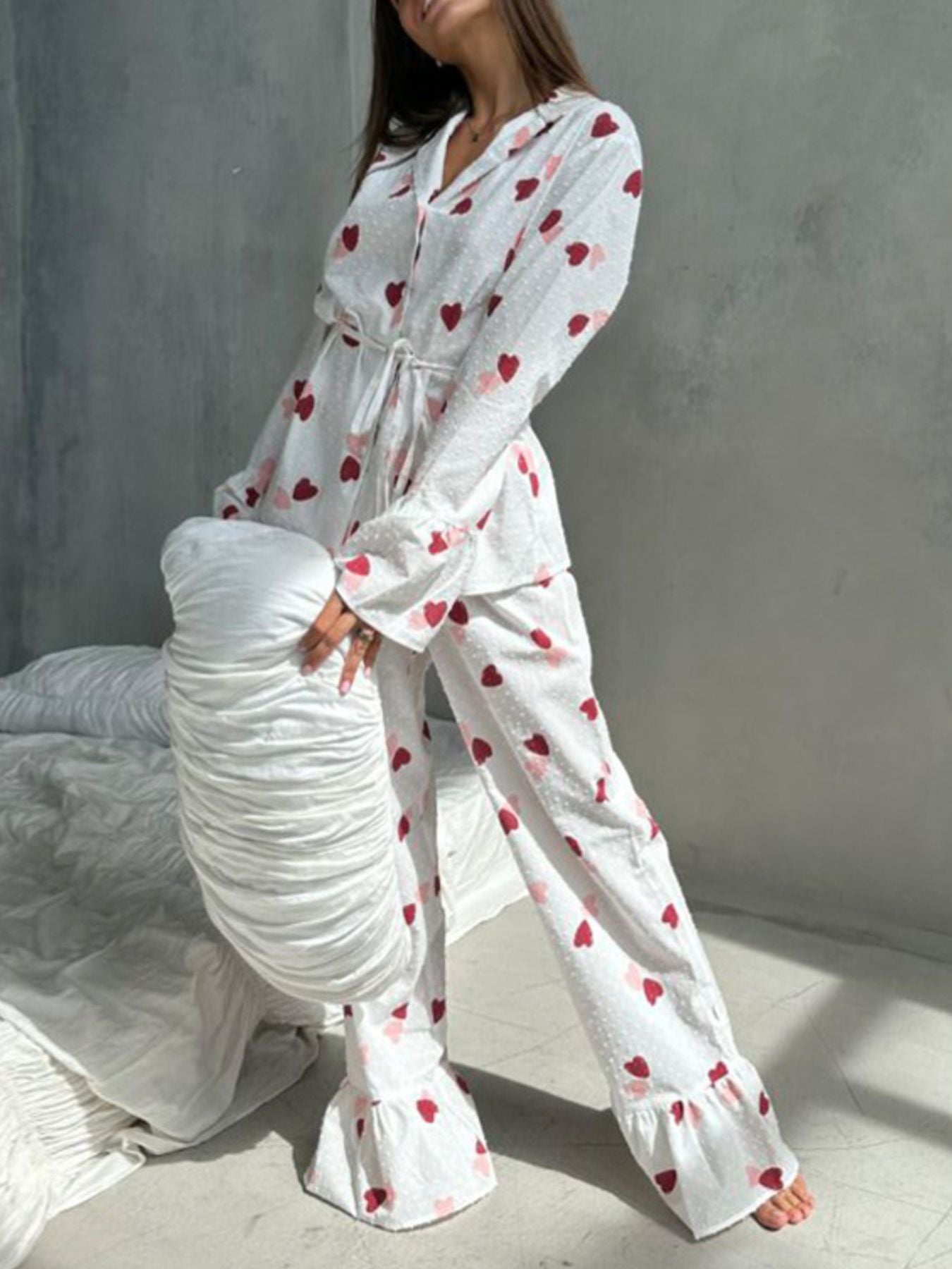 Women's Loungewear Heart Print Cotton Set