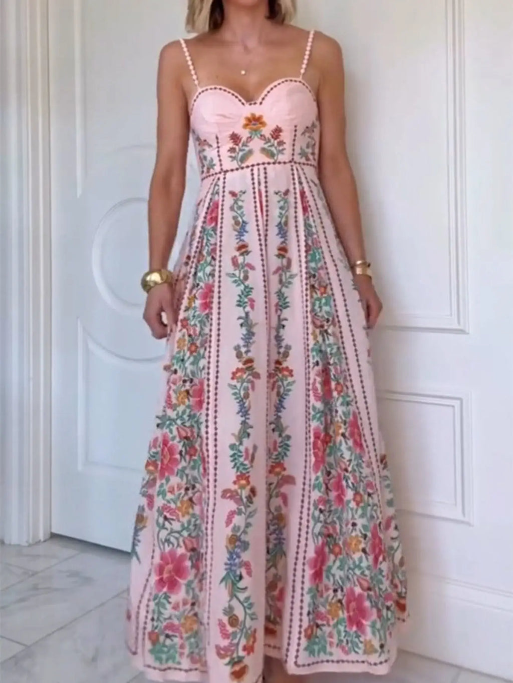 Floral Print Sweetheart Neck Cami Dress Trendsi