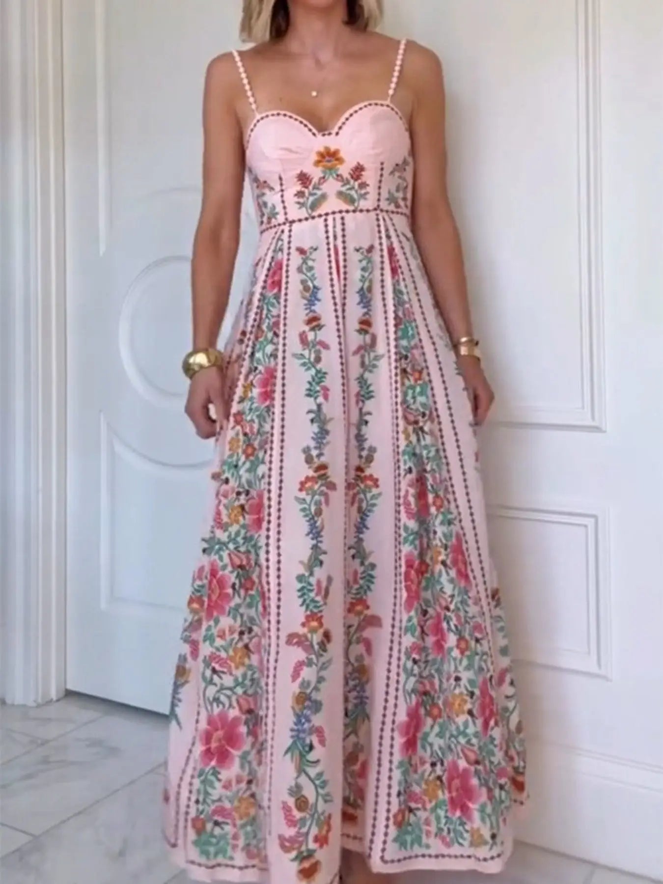 Floral Print Sweetheart Neck Cami Dress Trendsi