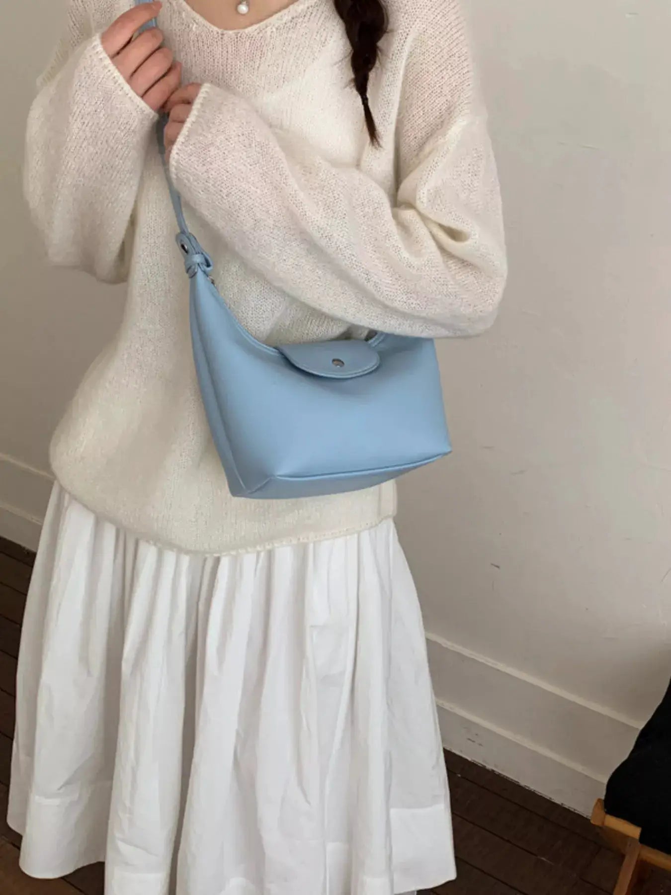 Mini PU Leather Crescent Shoulder Bag with Adjustable Strap — Parfymia