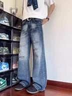 Men's Full Size Ripped Wide Leg Jeans Plus Size