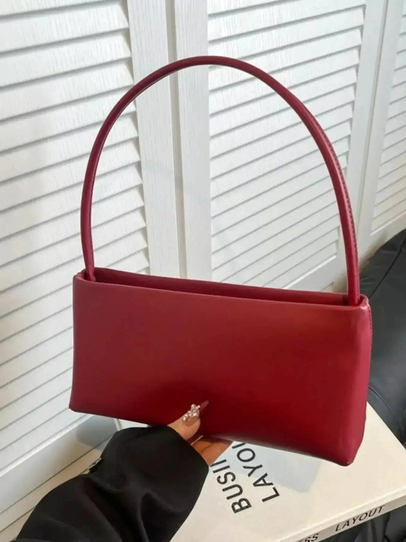 Leather Rectangular Shoulder Bag by Parfymia