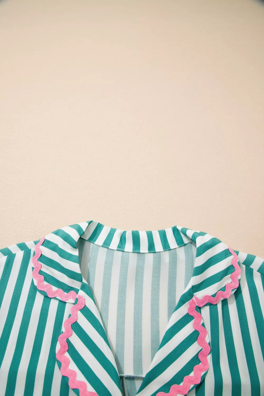 Women's Loungewear Set – Striped Ricrac Trim