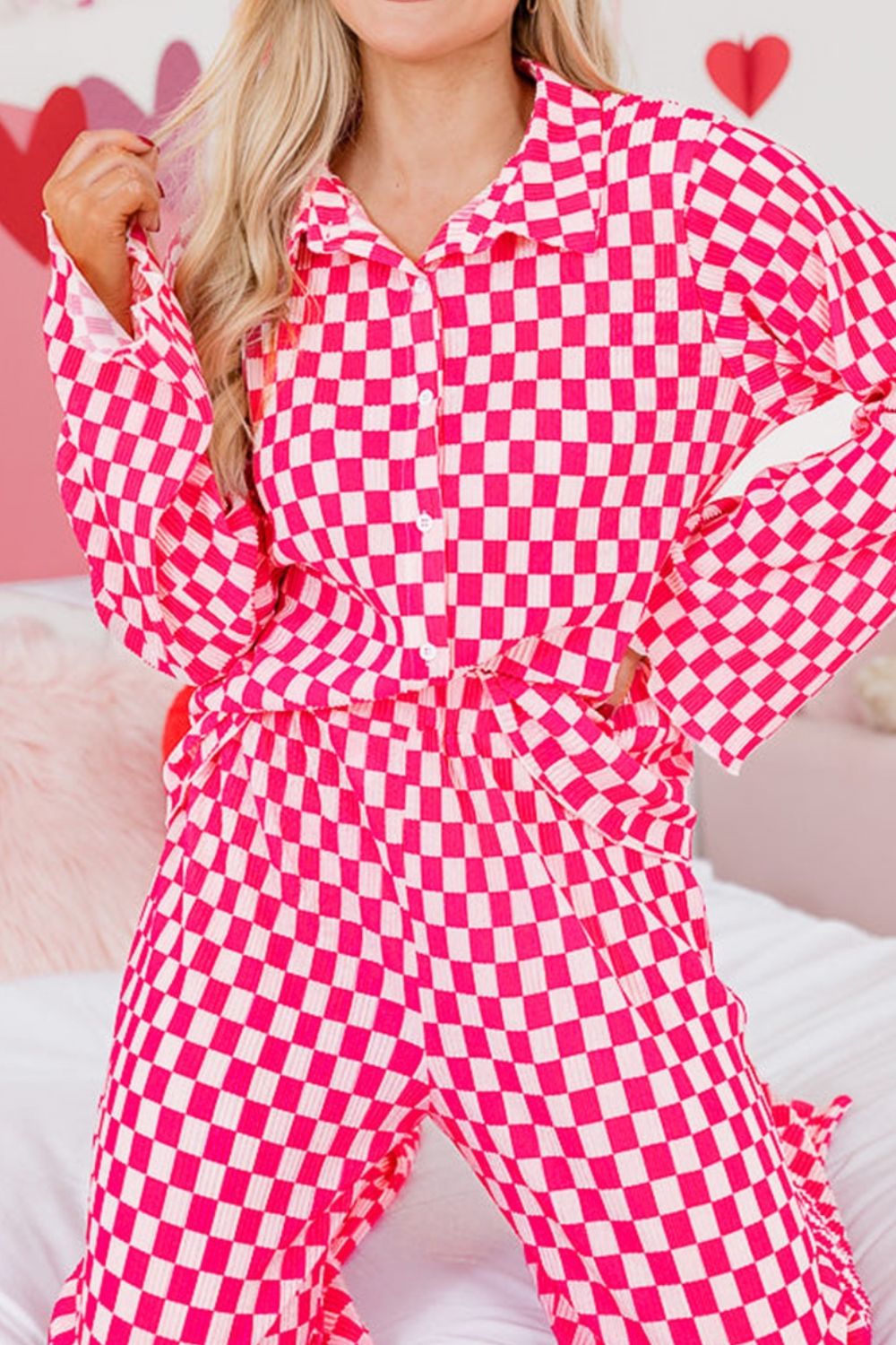 Women's Pants Set – Checkerboard Print