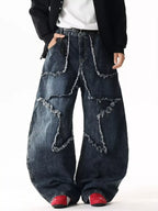 Men's Pants Star Patchwork Wide Leg Jeans