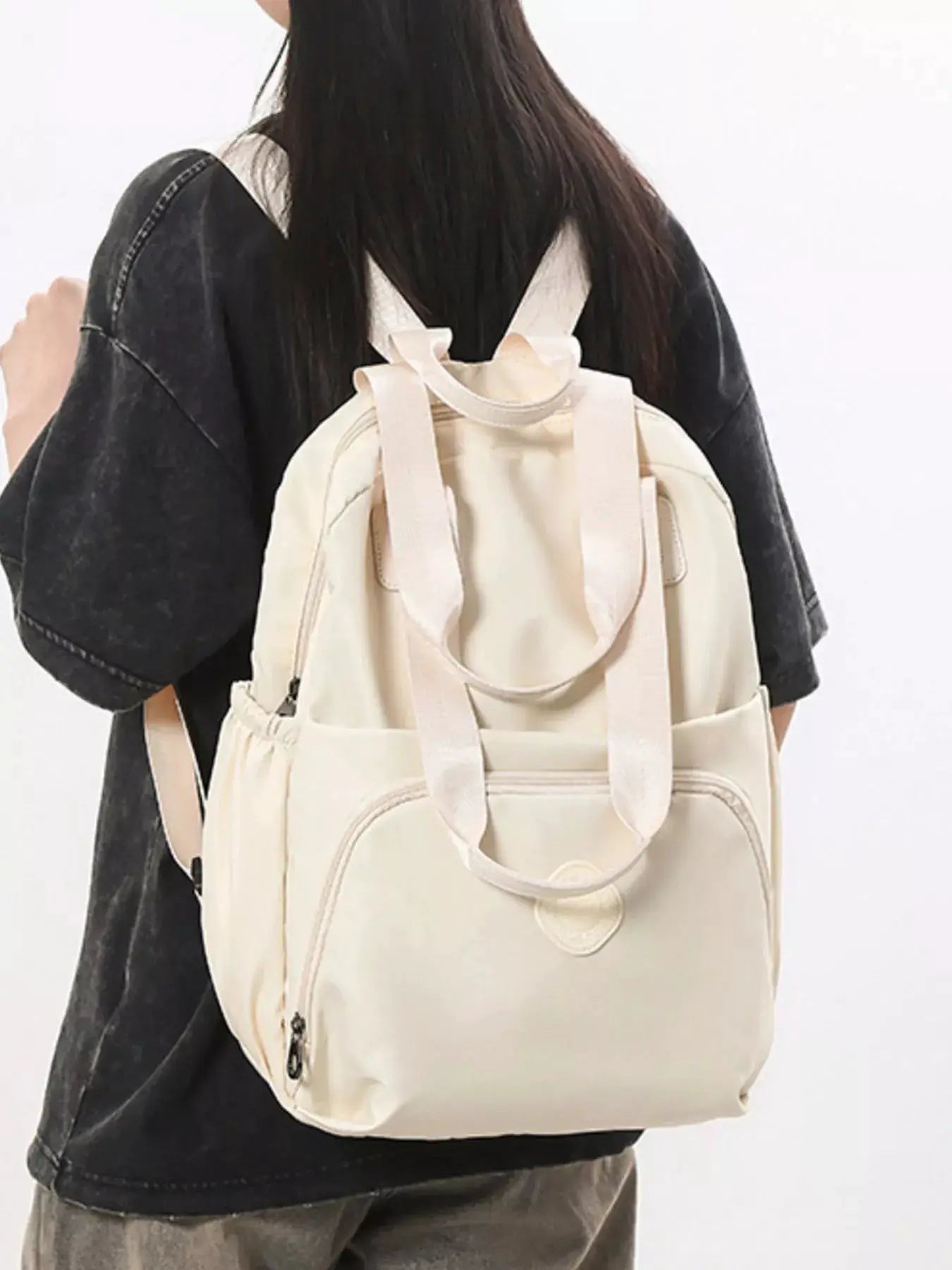Lightweight Solid Color Oxford Backpack For Daily Use — Parfymia