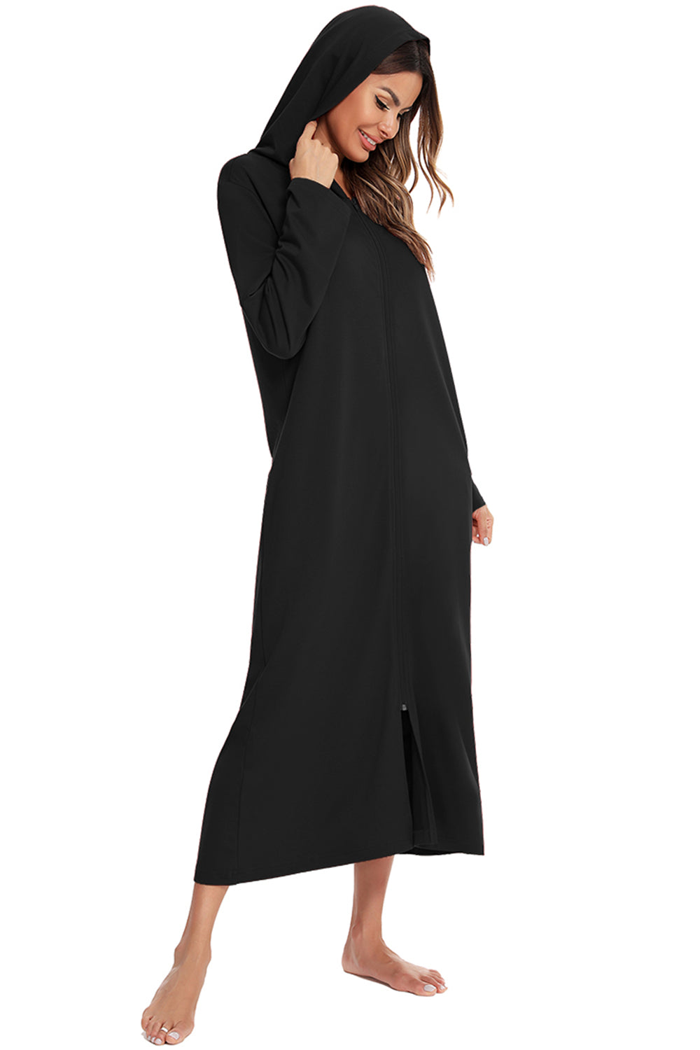 Women's Hooded Night Dress with Pockets