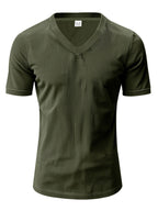Men's Full Size Ribbed V-Neck T-Shirt Plus Size