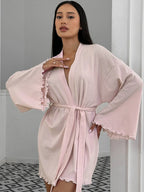 Women's Tie Waist Kimono Lounge Nightgown