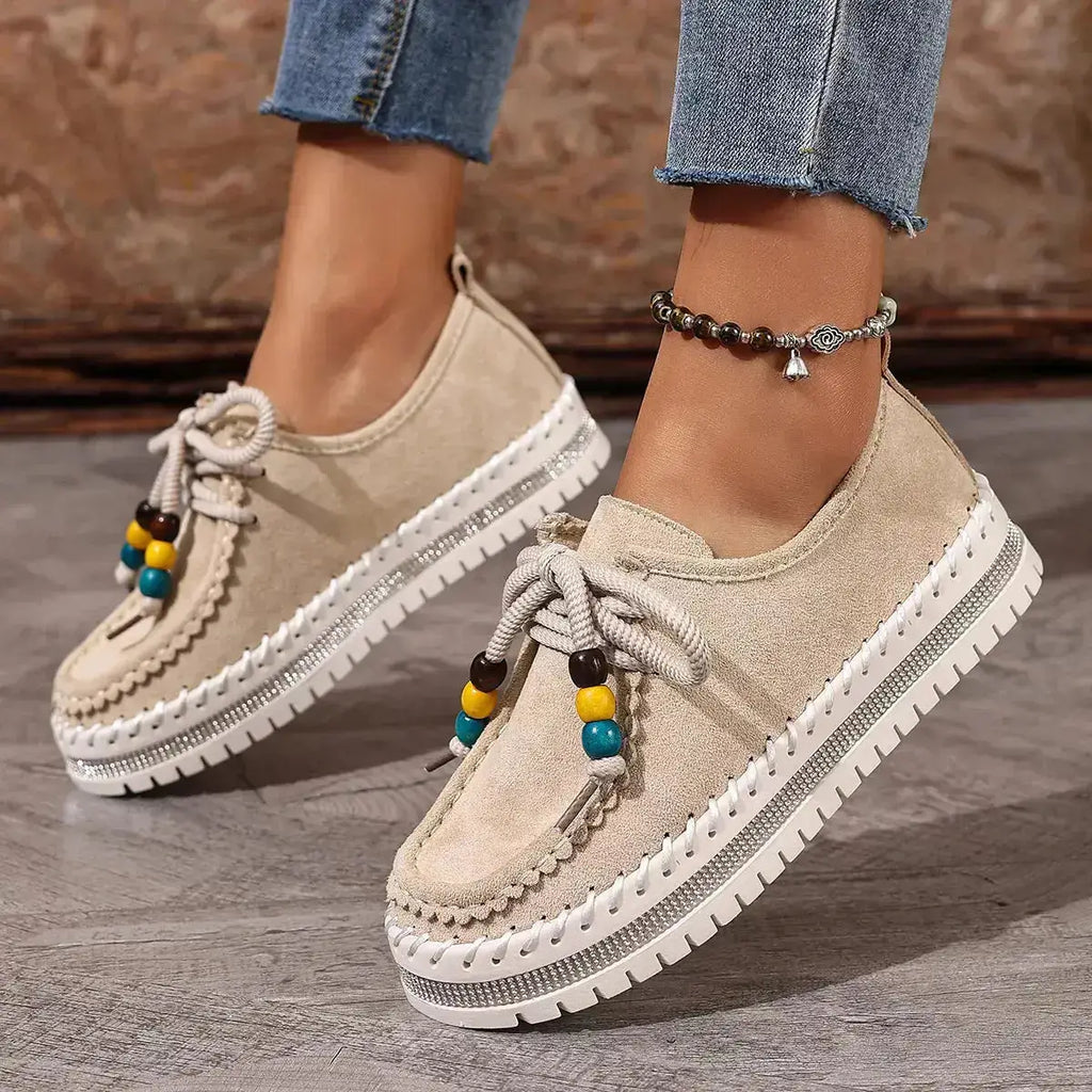 Stylish Suede Round Toe Platform Loafers by Parfymia