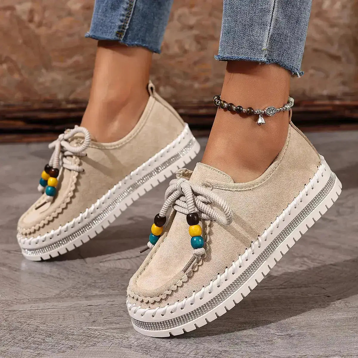 Stylish Suede Round Toe Platform Loafers by Parfymia