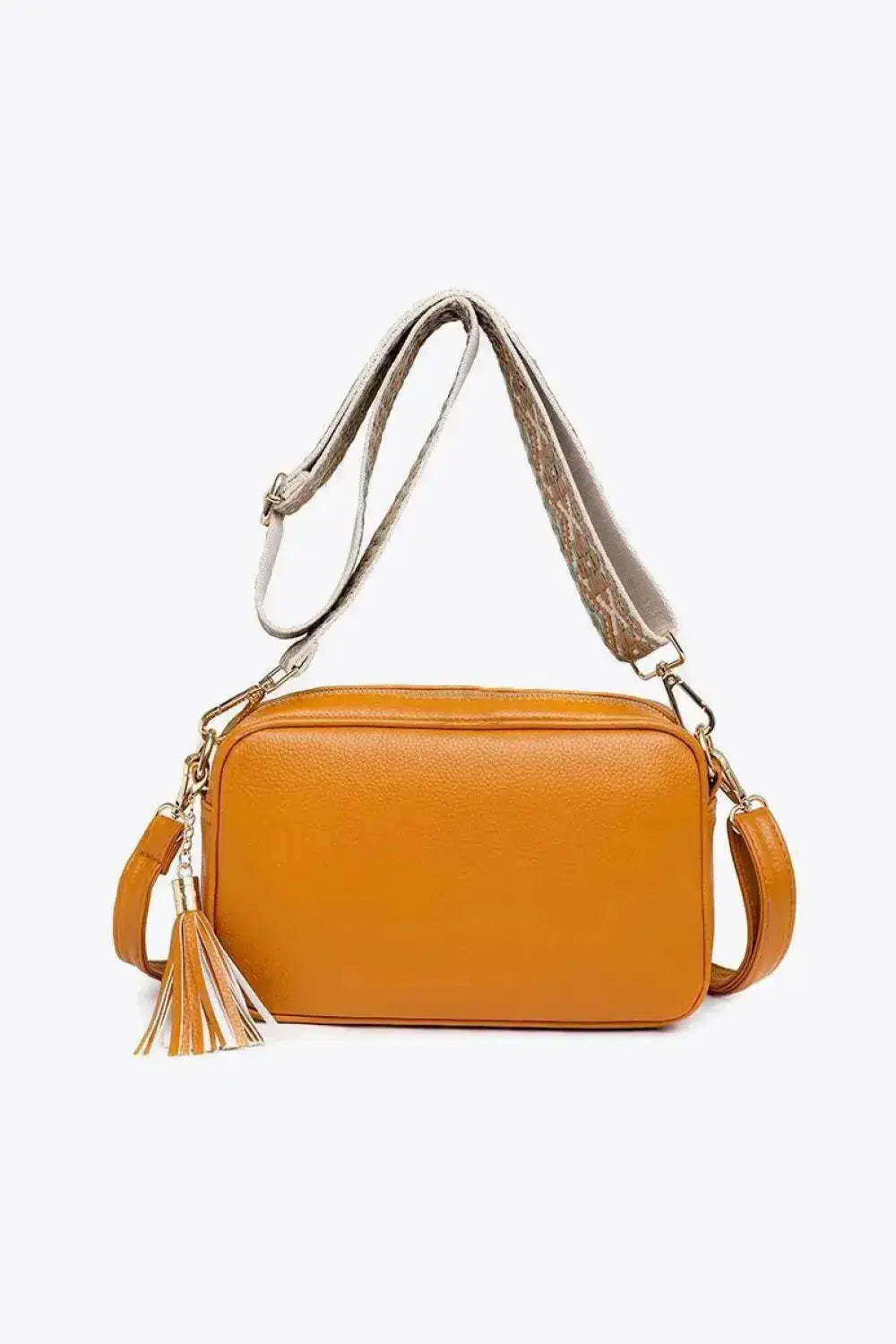 PU Leather Crossbody Bag with Tassel Detail by Parfymia