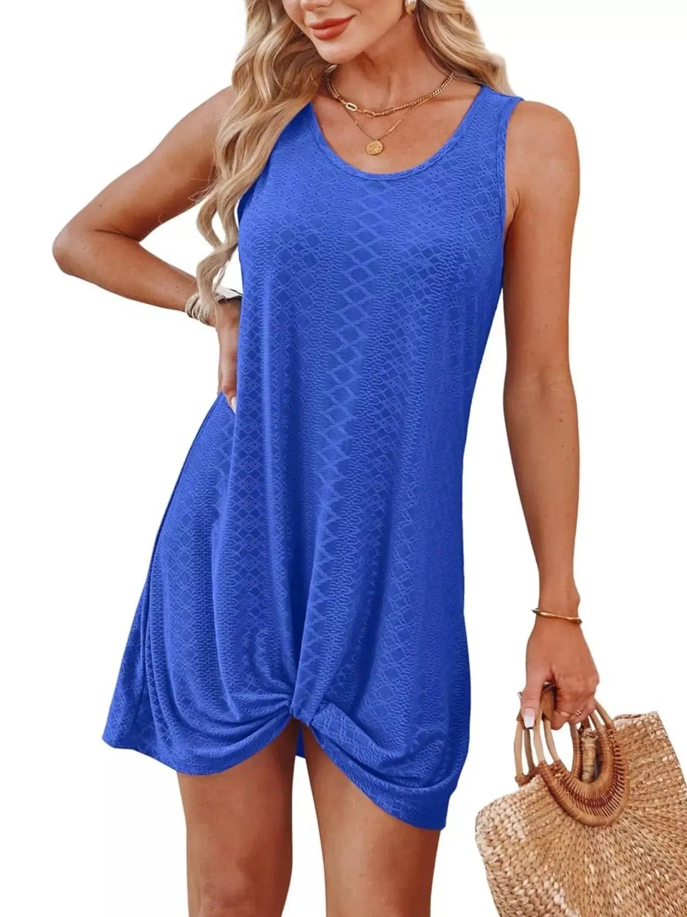 Sleeveless Knotted Hem Tank Dress Trendsi
