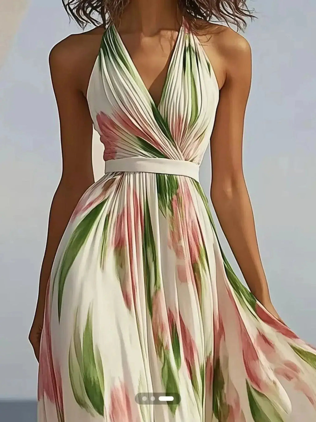 Floral Print Halter Neck Maxi Dress Trendsi