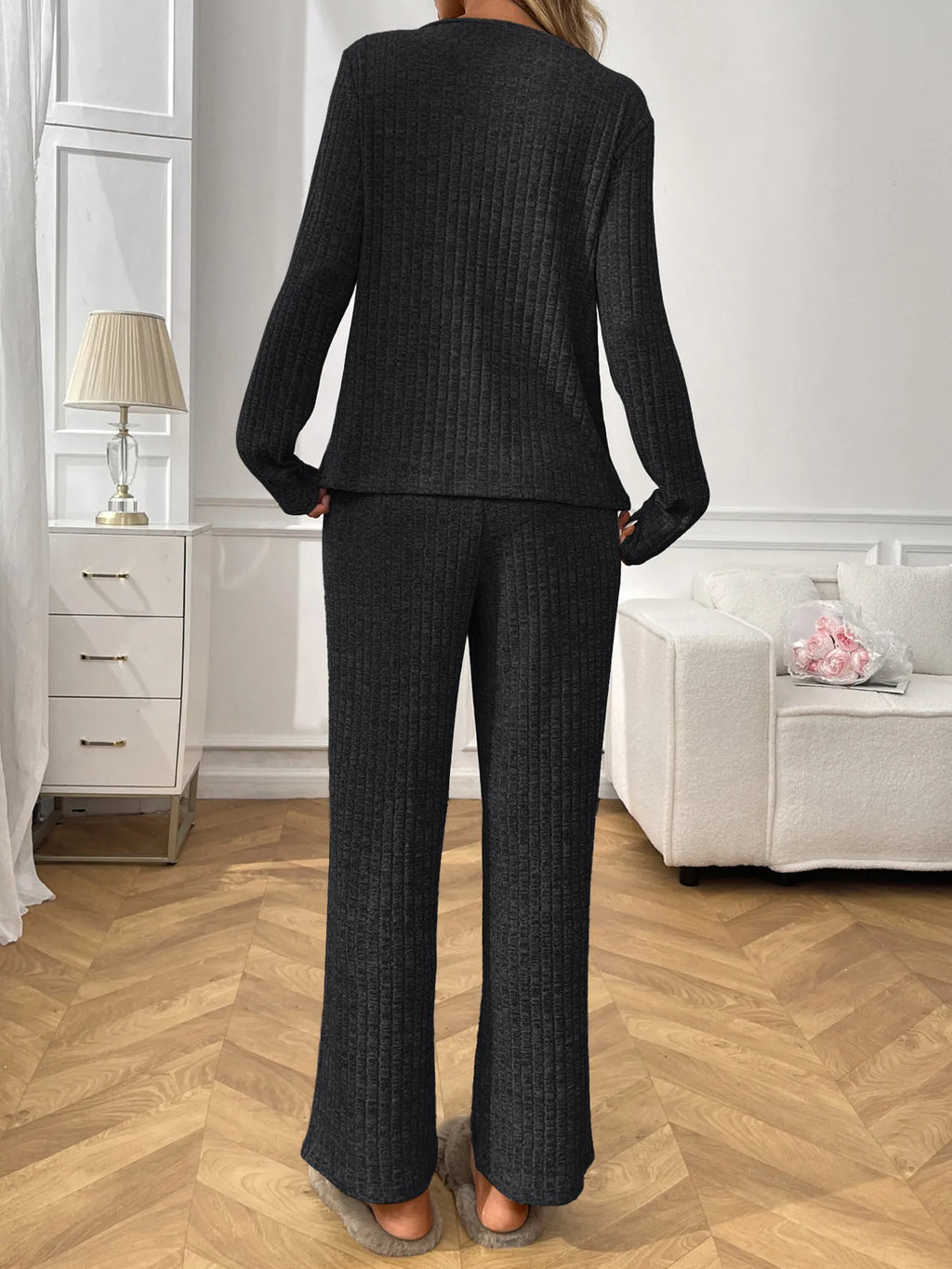 Women's Loungewear Set – Ribbed Long Sleeve