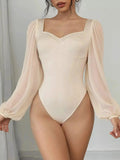 Sweetheart Neck Balloon Sleeve Bodysuit by Parfymia