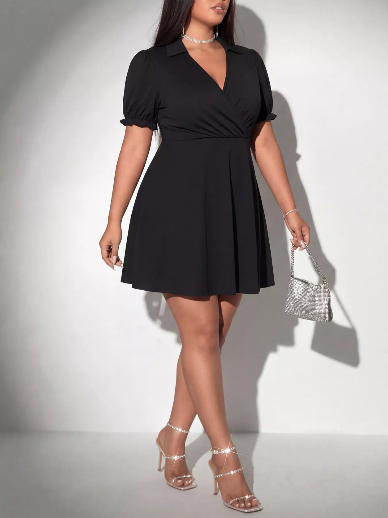 Women's Plus Size Surplice Mini Dress