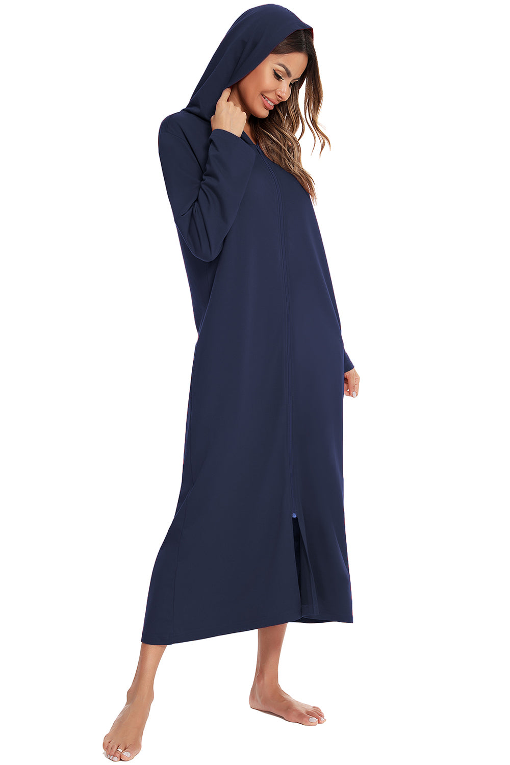 Women's Hooded Night Dress with Pockets