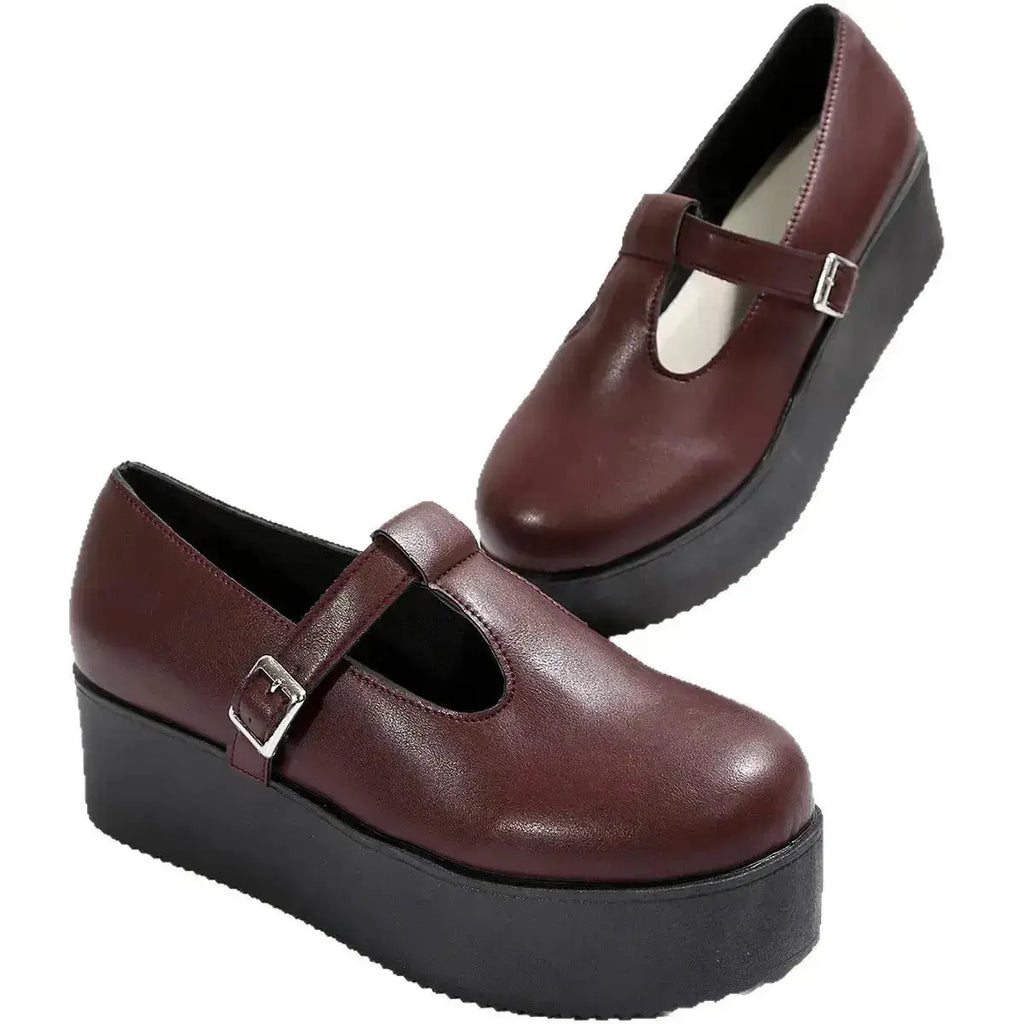 Round Toe PU Leather Platform Loafers for Women by Parfymia