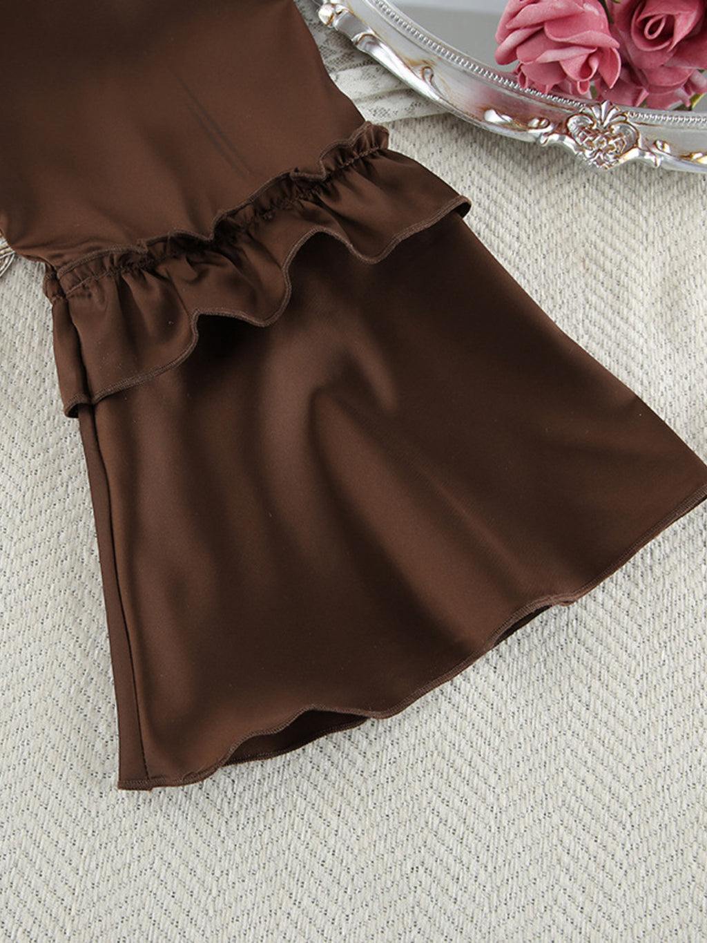 Women's Shorts Set – Ruffled V-Neck Top