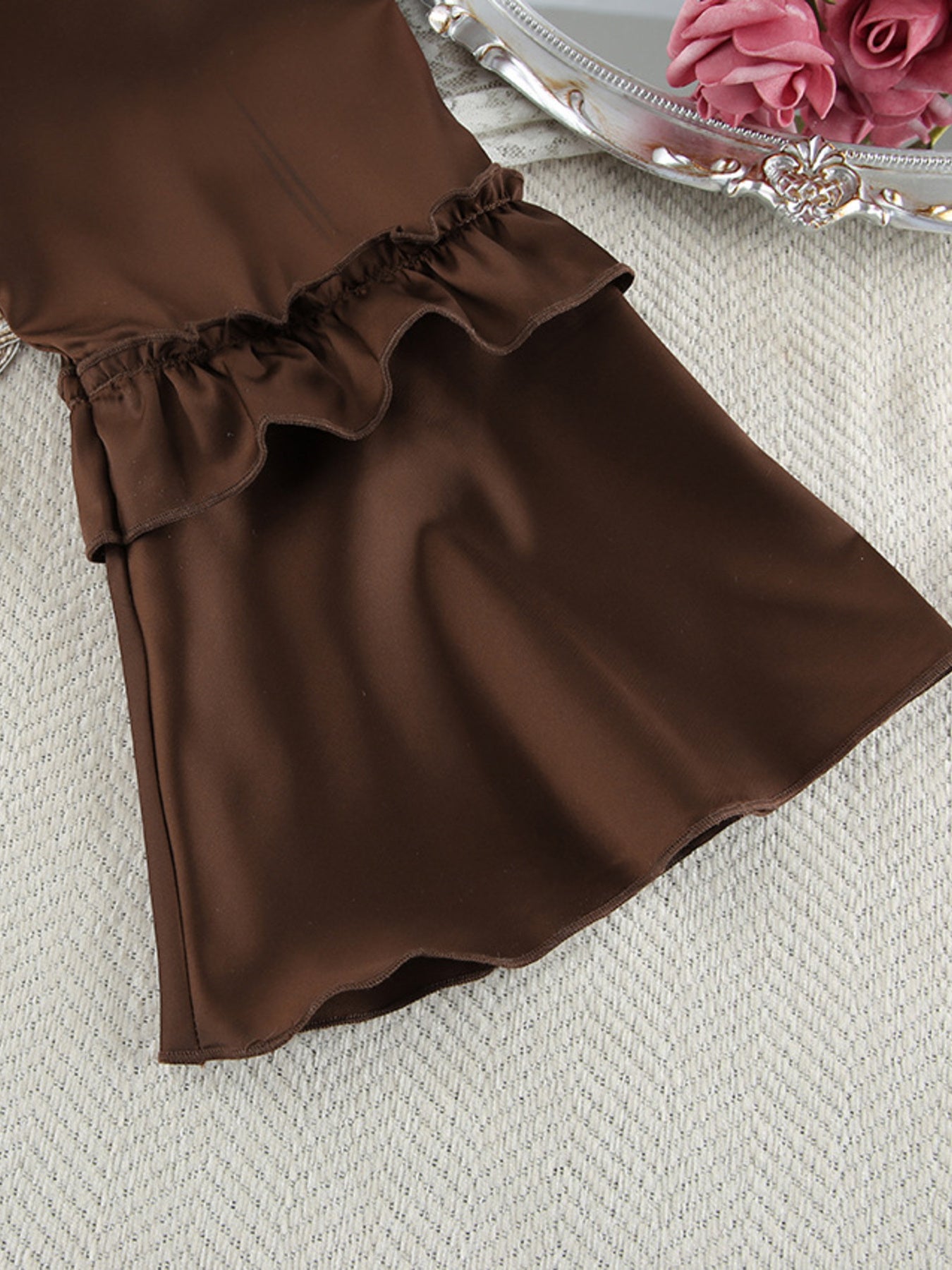 Women's Shorts Set – Ruffled V-Neck Top