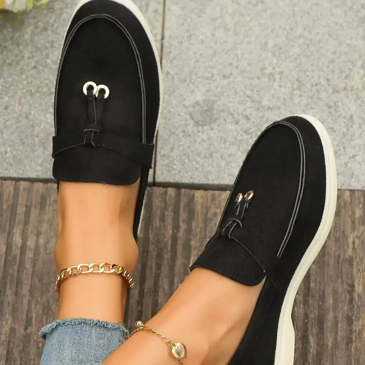 Durable Polyester Rubber Casual Round Toe Slip-Ons by Parfymia