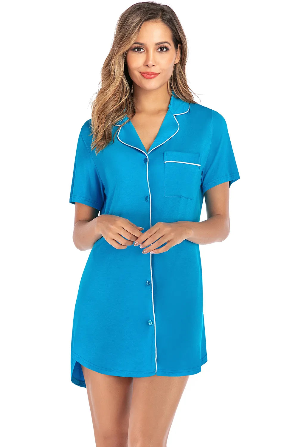 Women's Lounge Dress with Contrast Piping