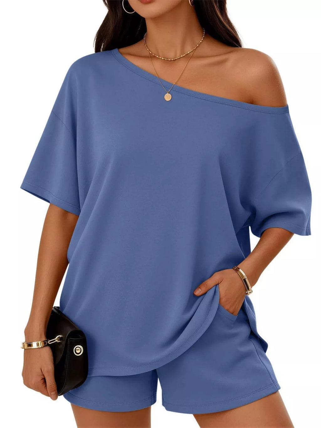 Women's Shorts Set One Shoulder Plus Size