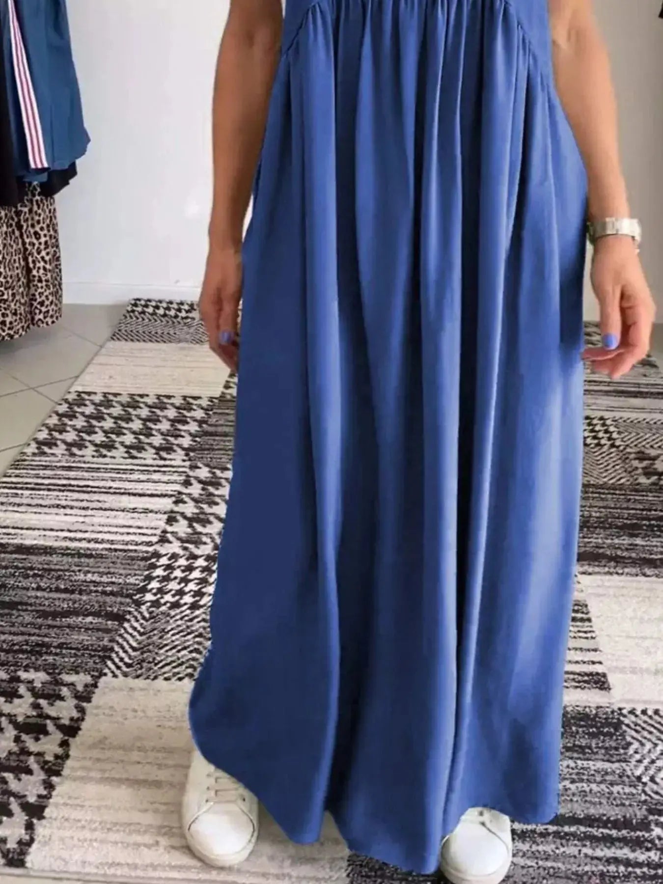 Full Size Ruched Wide Strap Overall Maxi Dress Plus Size Trendsi