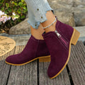 Pointed Toe Block Heel Boots in Suede by Parfymia