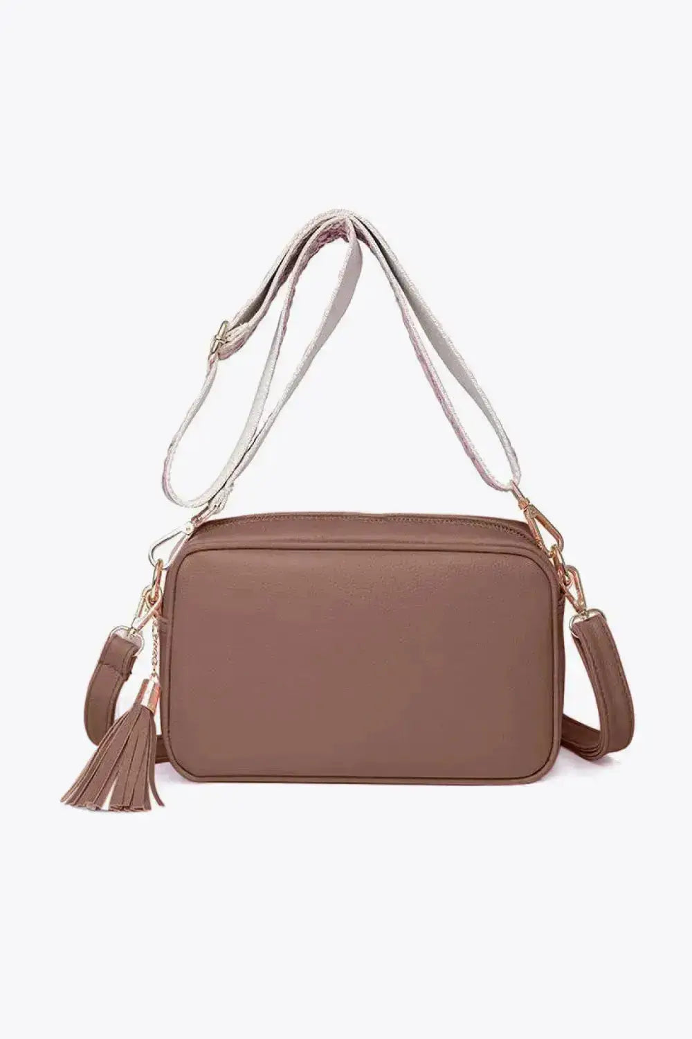 PU Leather Crossbody Bag with Tassel Detail by Parfymia