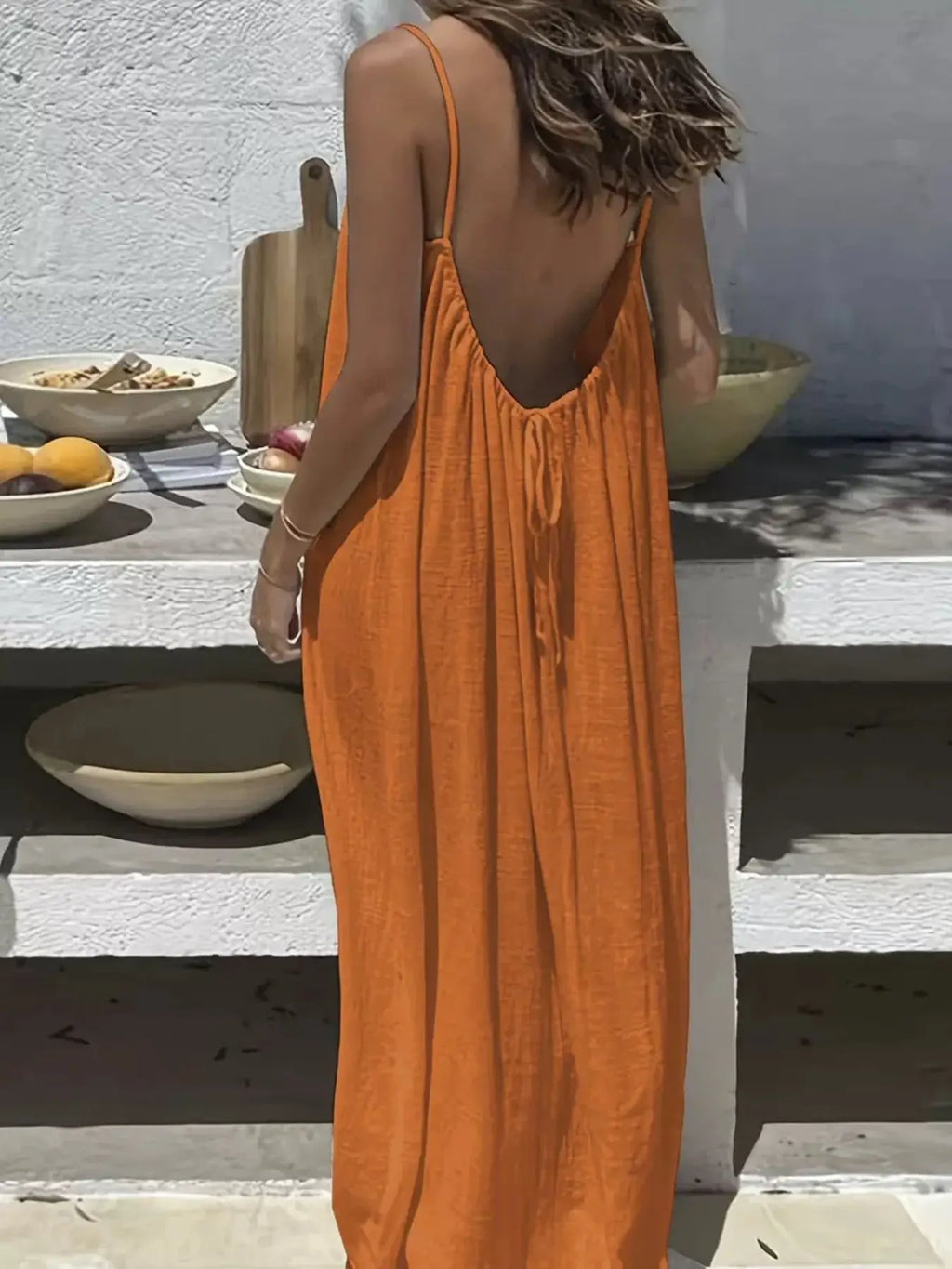 Full Size Backless Scoop Neck Maxi Dress Plus Size Trendsi