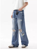 Men's Full Size Ripped Wide Leg Jeans Plus Size