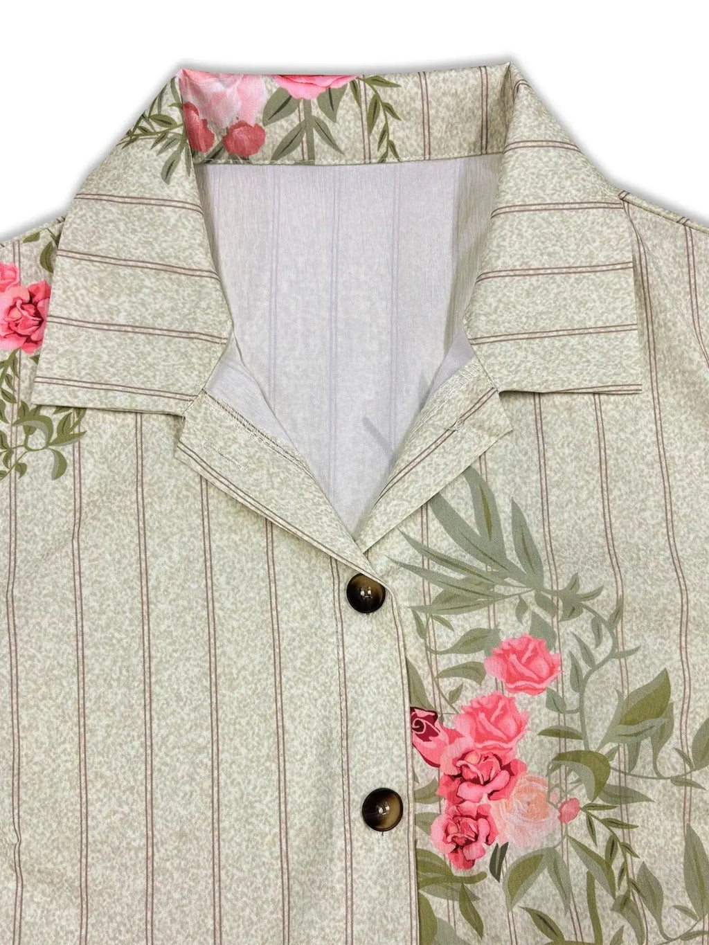 Plus Size Floral Striped Button-Down Midi Shirt Dress Trendsi