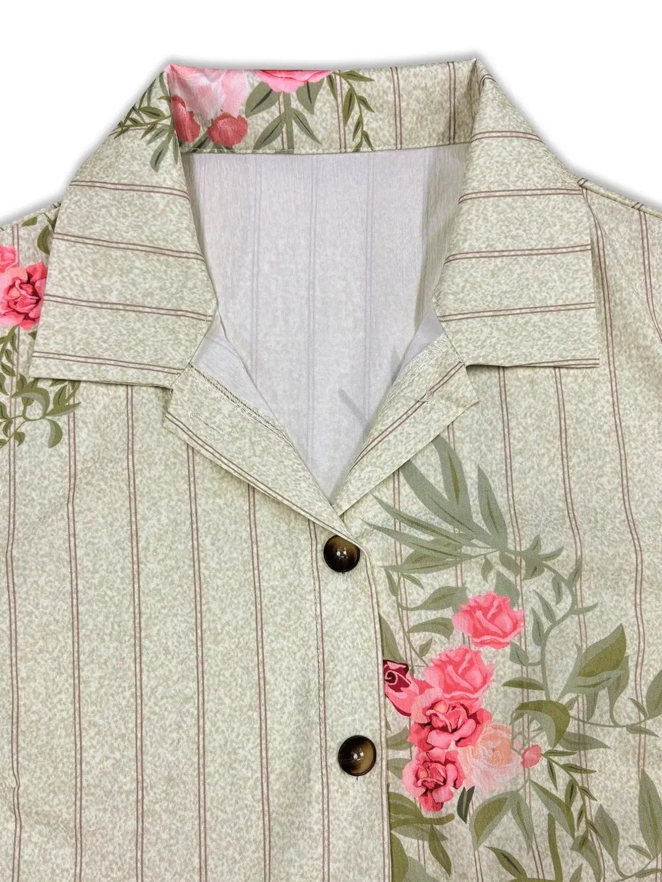 Plus Size Floral Striped Button-Down Midi Shirt Dress Trendsi