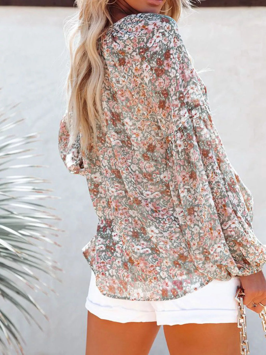 Women's Floral Print V-Neck Blouse Plus Size