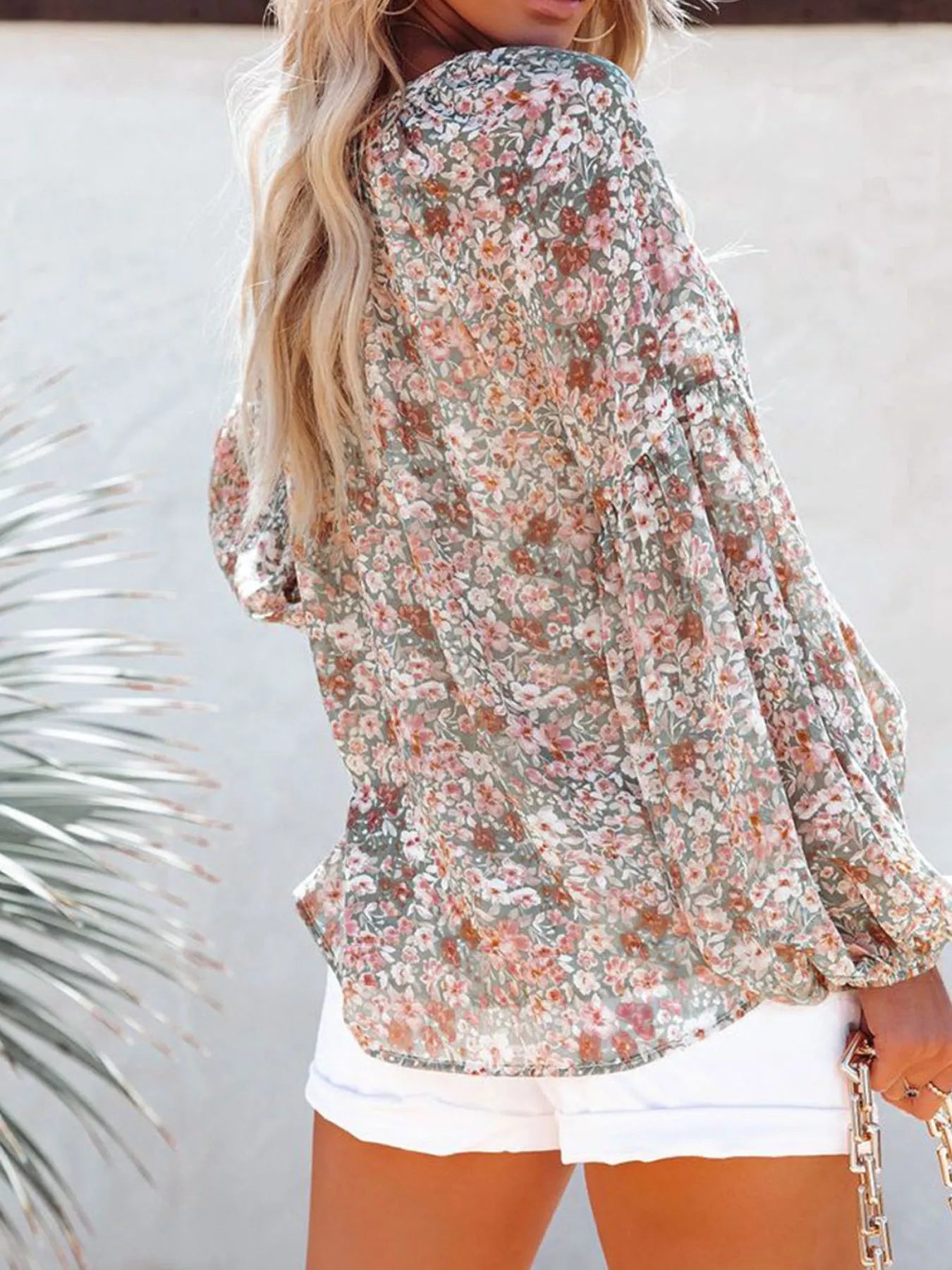 Women's Floral Print V-Neck Blouse Plus Size