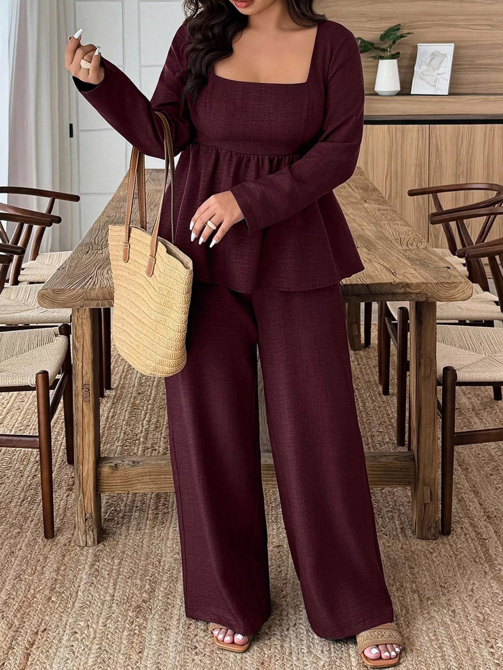 Women's Plus Size Pants Two-Piece Set