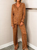 Women's Polka Dot Button-Down Loungewear Set