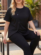 Women's Plus Size Asymmetrical Button T-Shirt