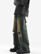 Men's Wide Leg Jeans – Distressed Blue