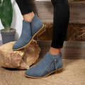 PU Leather Block Heels Ankle Boots for Women by Parfymia