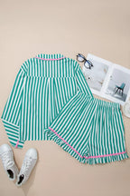 Women's Loungewear Set – Striped Ricrac Trim