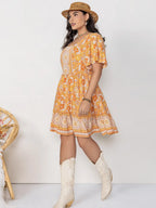 Women's Plus Size Printed Square Neck Dress
