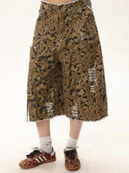 Men's Distressed Camo Denim Shorts